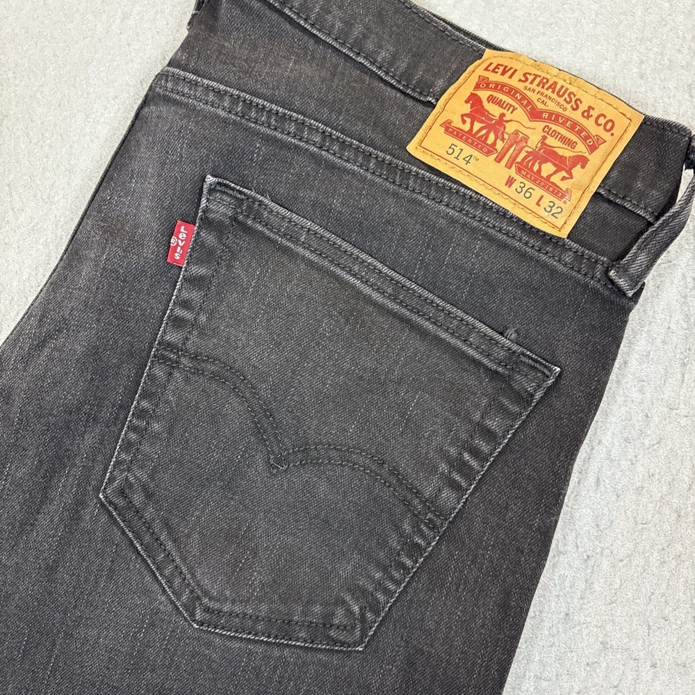 Levis 514 Jeans Mens 36 X 32 Black Denim Straight Fit